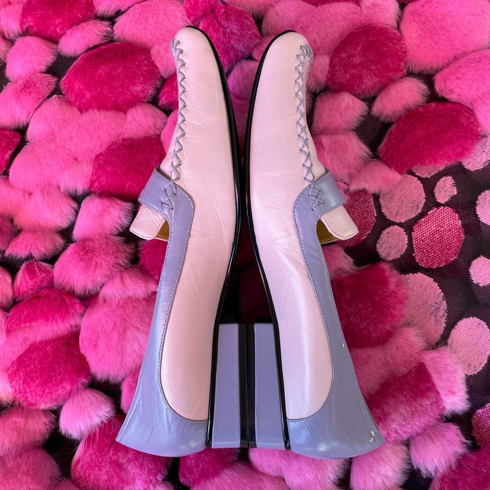 VTG *BELLINI Soft Lavender & Pink Leather Loafers - Picture 2 of 6
